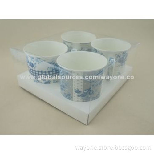 4-piece Vintage Design 9oz Porcelain Mugs in Gift Box, Fine China Food and Dishwasher Safe, New 2014